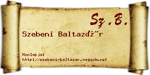 Szebeni Baltazár névjegykártya